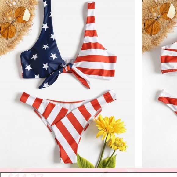 american flag high waisted swimsuit